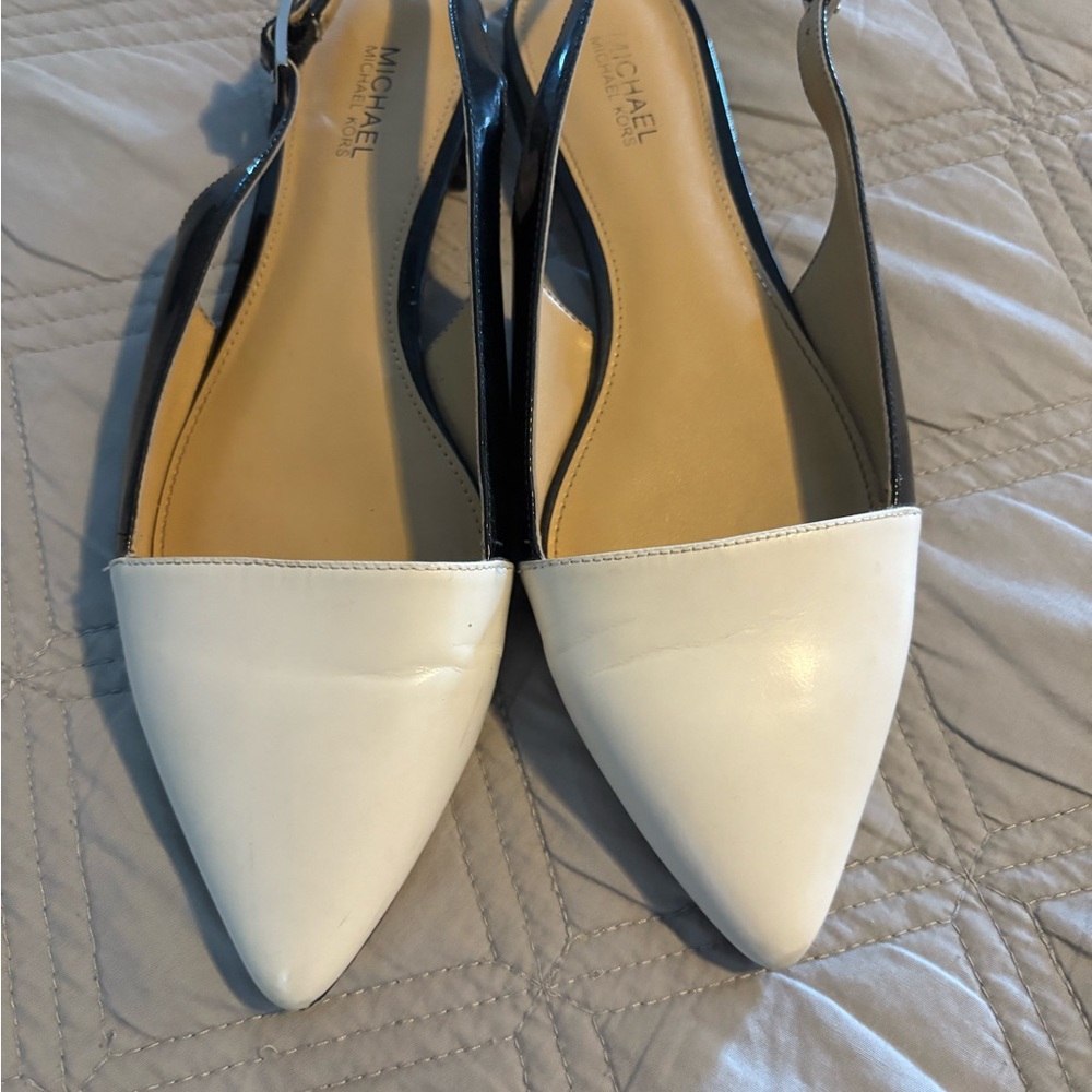 Michael Kors Black and White Slingback Heels